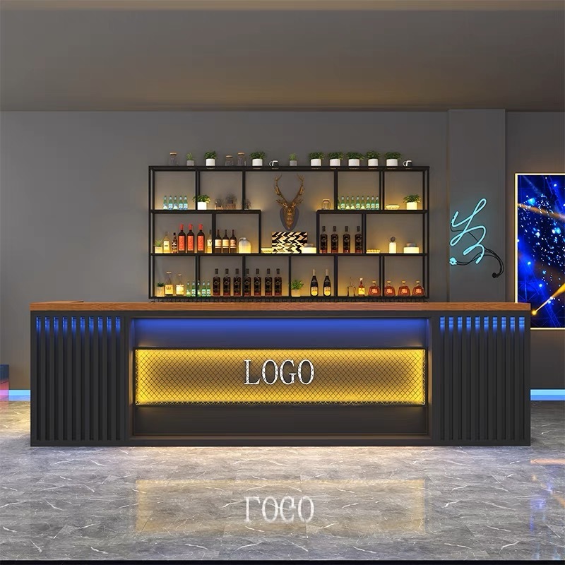 Customize size industrial commercial furniture design coffee juice cocktail nightclub home lighted led restaurant bar counter