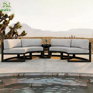 Aluminum half round shape garden sofas modern Patio sofas metal outdoor furniture conversation sets