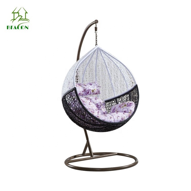 Water drop shaped wicker hanging egg swing chair out door indoor in modern style for balcony bedroom