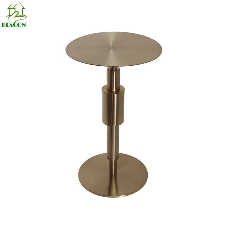 Luxury Design Coffee Side Table Golden Interior Decor Hotel Suite Room Furniture Small Stainless Steel Round Top Side Table