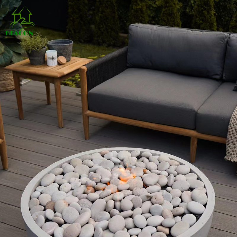 Factory Custom modern outdoor sofa Garden furniture Set High End All Weather Patio Teak Wooden Sofa With Fire Pit