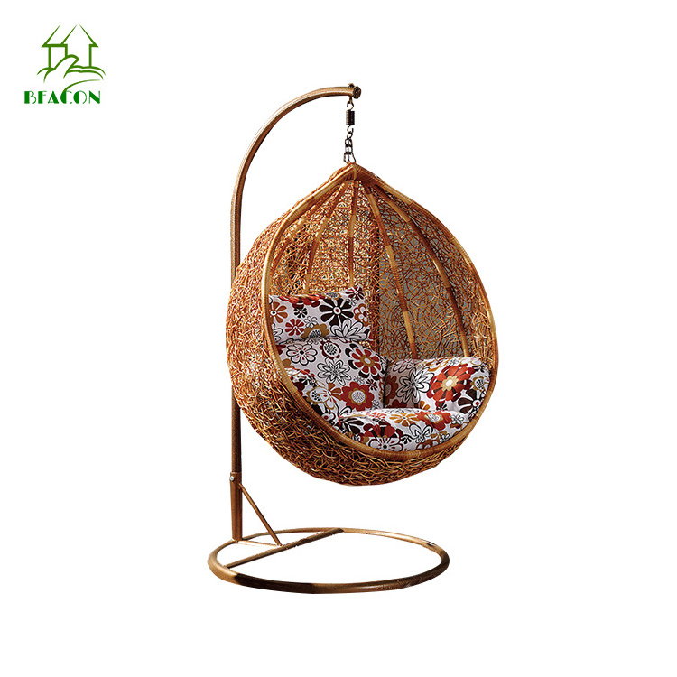 Beach swings single seat rattan hanging egg chair indoor and outdoor swing basket balcony hammocs swing chair for garden