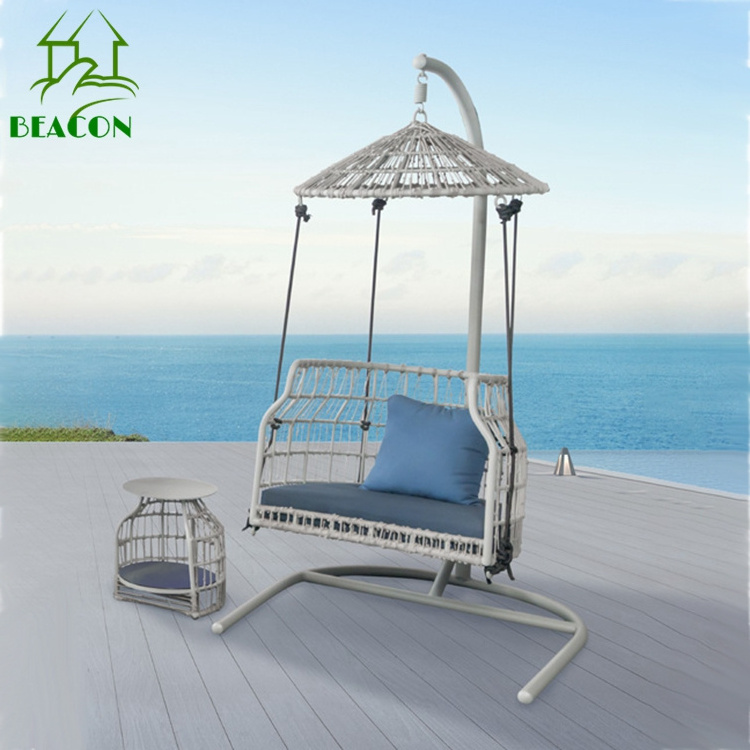 Aluminum hanging egg swing chair with table garden swing set steel frame patio swings with stand