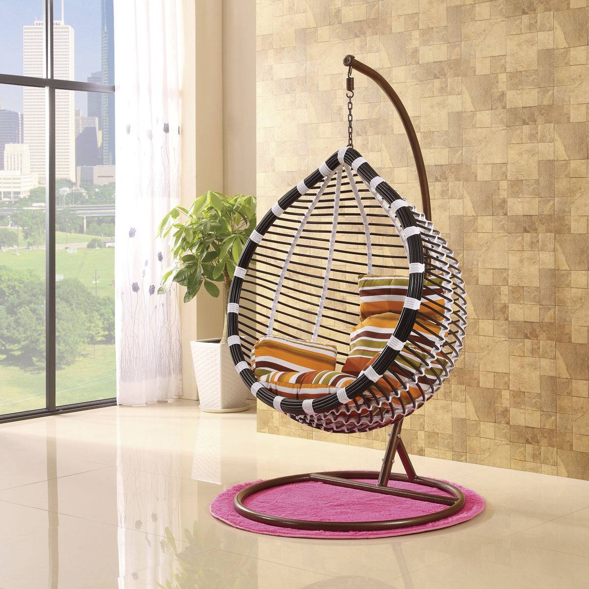 Patio furniture garden outdoor swinng ratan swing circle egg chair hanging porch egg swing