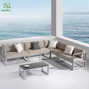 Wholesale discount 6 pieces sectional sofa sets modern L shape outdoor sectional aluminum sofa pieces