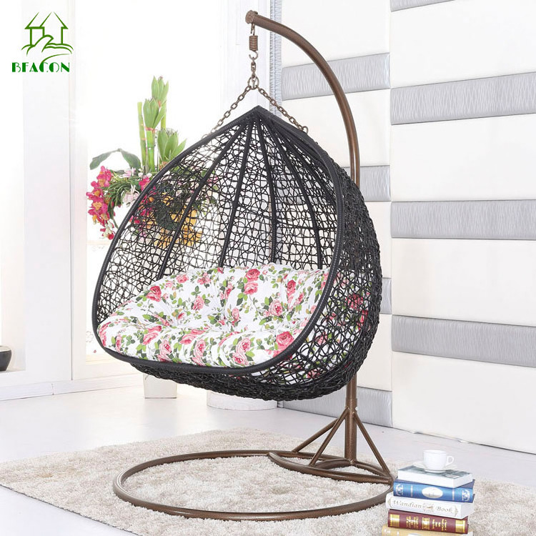 Ratan swing egg chair inside two seater hanging egg swing chair with stand for 2 people