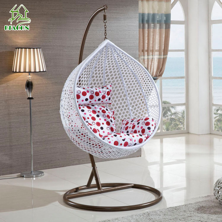 Modern plastic wicker bird nest egg shaped lounge swing chair for indoor outdoor patio garden