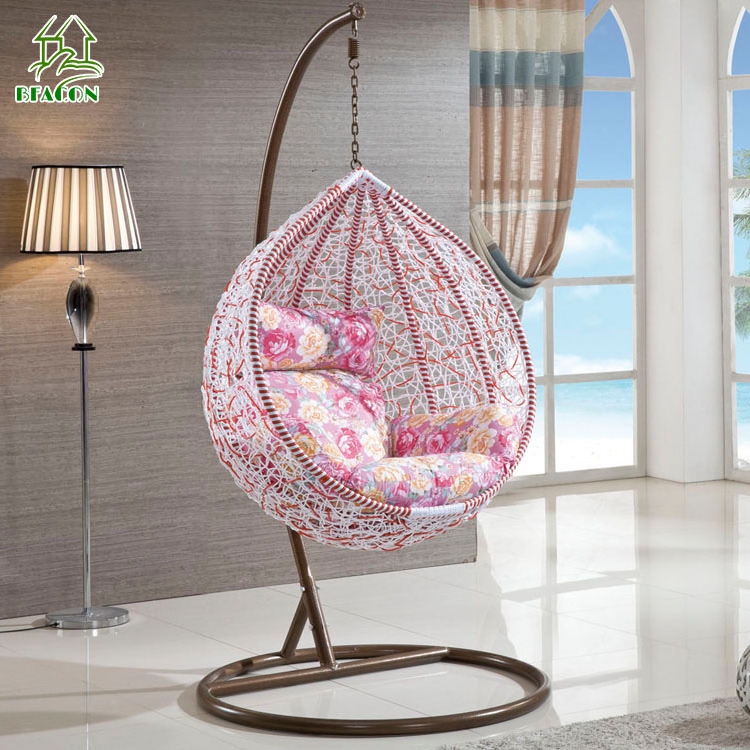 Modern plastic wicker bird nest egg shaped lounge swing chair for indoor outdoor patio garden