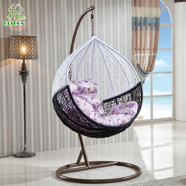 Modern plastic wicker bird nest egg shaped lounge swing chair for indoor outdoor patio garden