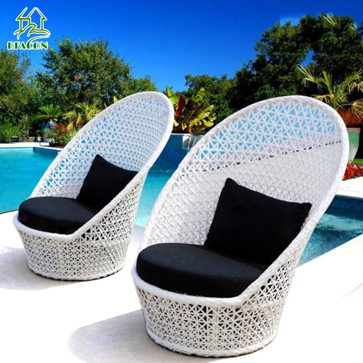 White poly rattan garden sofa outdoor high back weave pe rattan boho chair