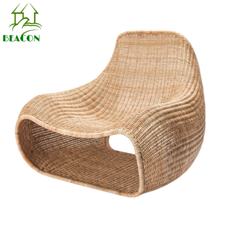 Casual comfort small outdoor patio cane furniture minimalist rattan beach lounge chair