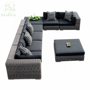 Outdoor Garden Furnture Wicker L Shaped Sofa Set Rattan Corner Sofa Set Patio Furniture