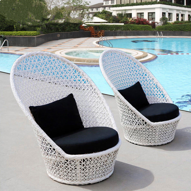 White poly rattan garden sofa outdoor high back weave pe rattan boho chair