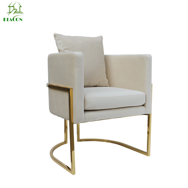 Hotel furniture brass steel tube frame Julius textile upholstery chair