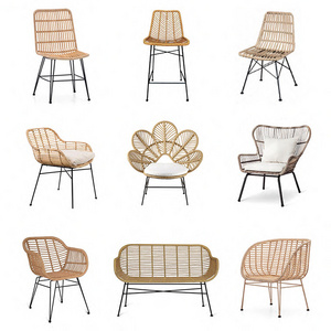 High quality boho chair modern pe ratan outdoor metal stack dining chair garden peacock rattan chair supplier