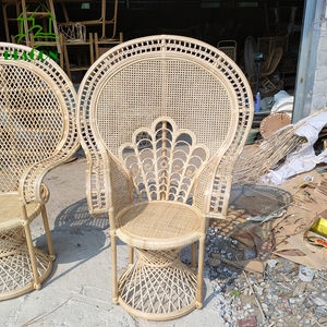 Wedding boho chair in rattan wholesale patio wood woven peacock chair rattan wicker peacock chair