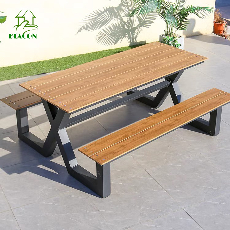 Composite wooden metal garden park benches long commercial bench seating and desk