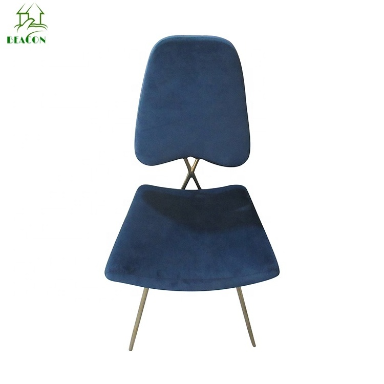 Jonathan adler design Modern Luxury Cross back Maxime brass stainless steel blue velvet dining Chair