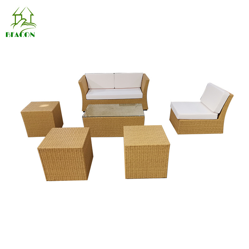 Outdoor couch leisure furniture wicker rattan pe garden sofa and table sets