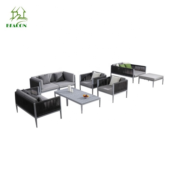 Foshan outdoor rope garden furniture 9 piece poolside daybed outdoor furniture sofa set