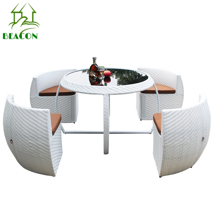 Space saver small space patio set furniture white wicker round outdoor furniture