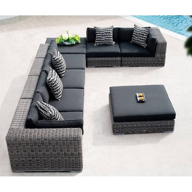 Outdoor Garden Furnture Wicker L Shaped Sofa Set Rattan Corner Sofa Set Patio Furniture