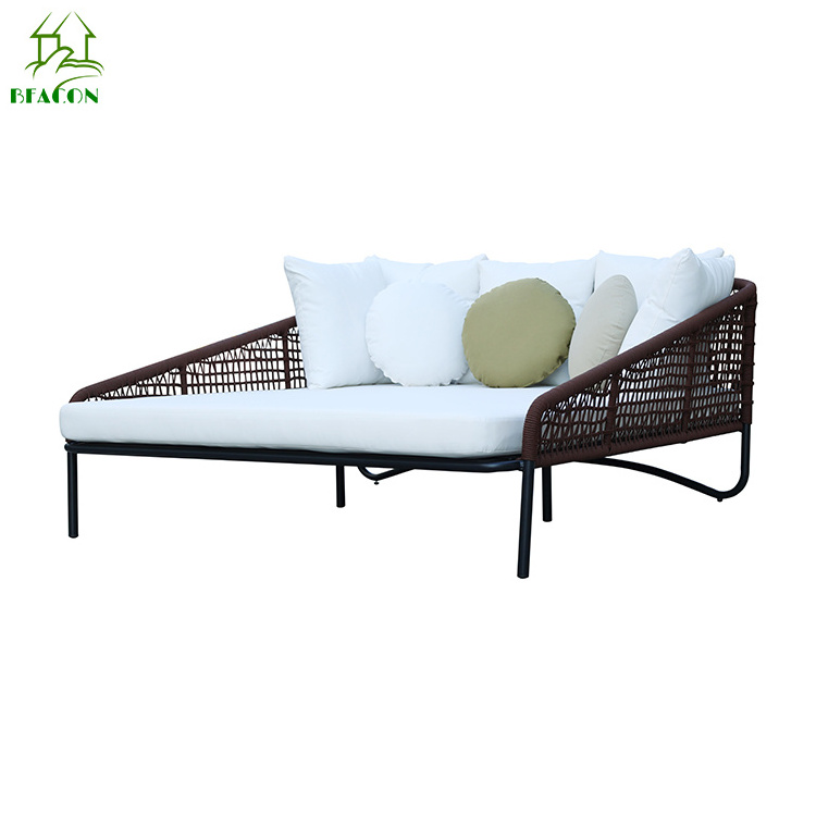 Rope aluminum double sunbed oversized outdoor chaise lounge chair for hotel