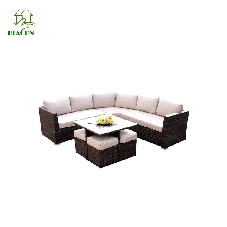 Sectional outdoor furniture outside 10 Seater waterproof patio lounge furniture outdoor garden rattan sofa sets