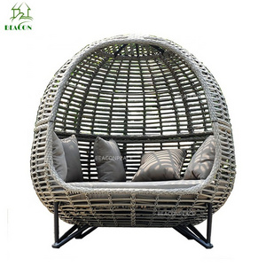 Rattan outdoor furniture sun lounge bed woven patio seating furniture set sectional outdoor