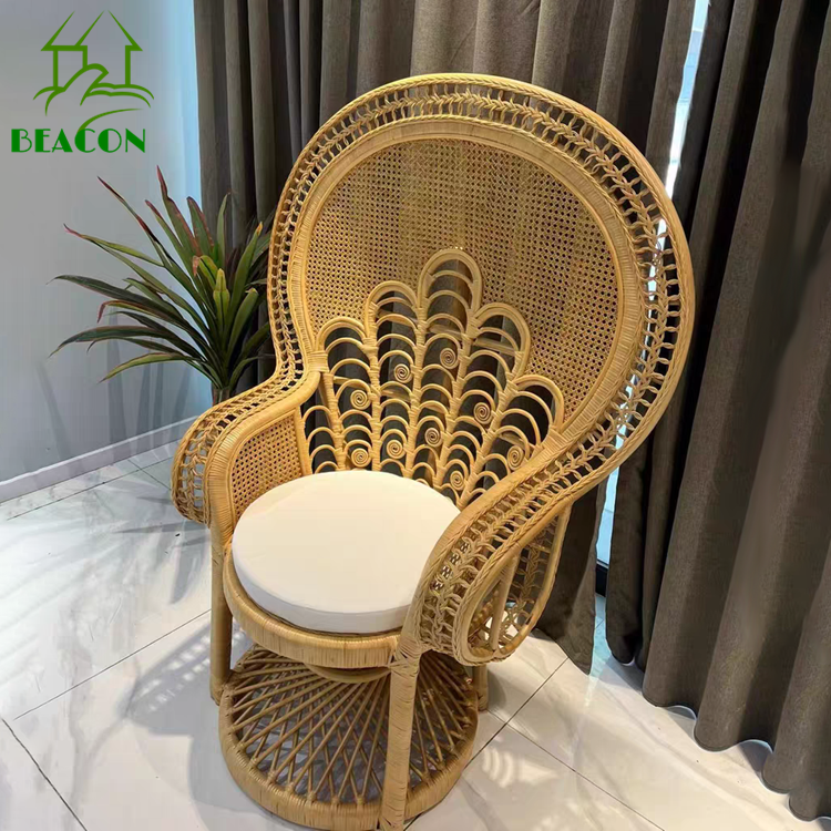 Wedding boho chair in rattan wholesale patio wood woven peacock chair rattan wicker peacock chair