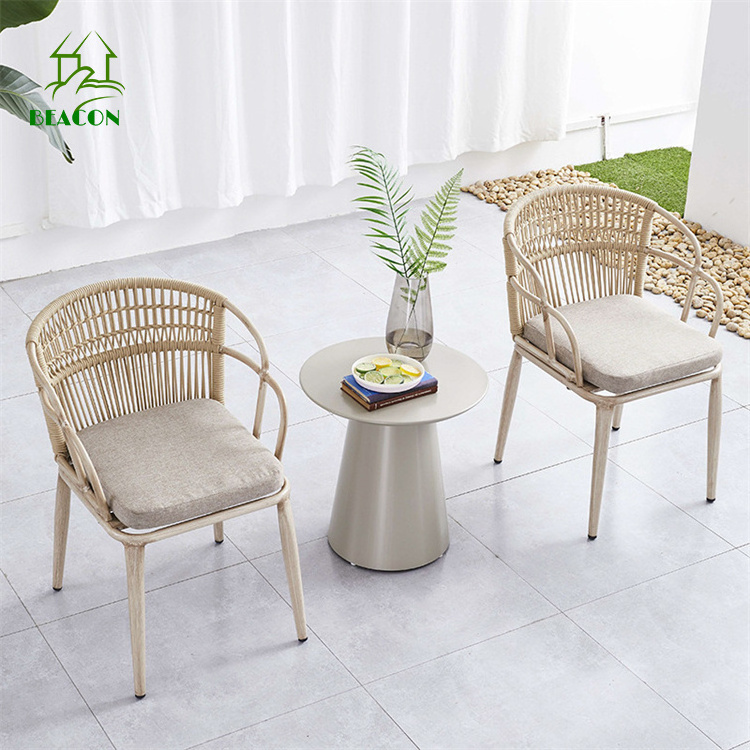 Outdoor Dinning Sitting Chair Luxury Garden Set All Weather Nest Patio Metallic Accent Chair Aluminum Dining Chair Modern