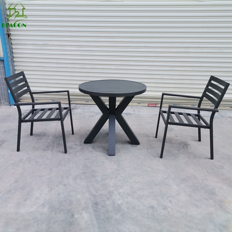 3pc patio set hot sale metal garden round coffee shopping  table chair outdoor furniture for balcony