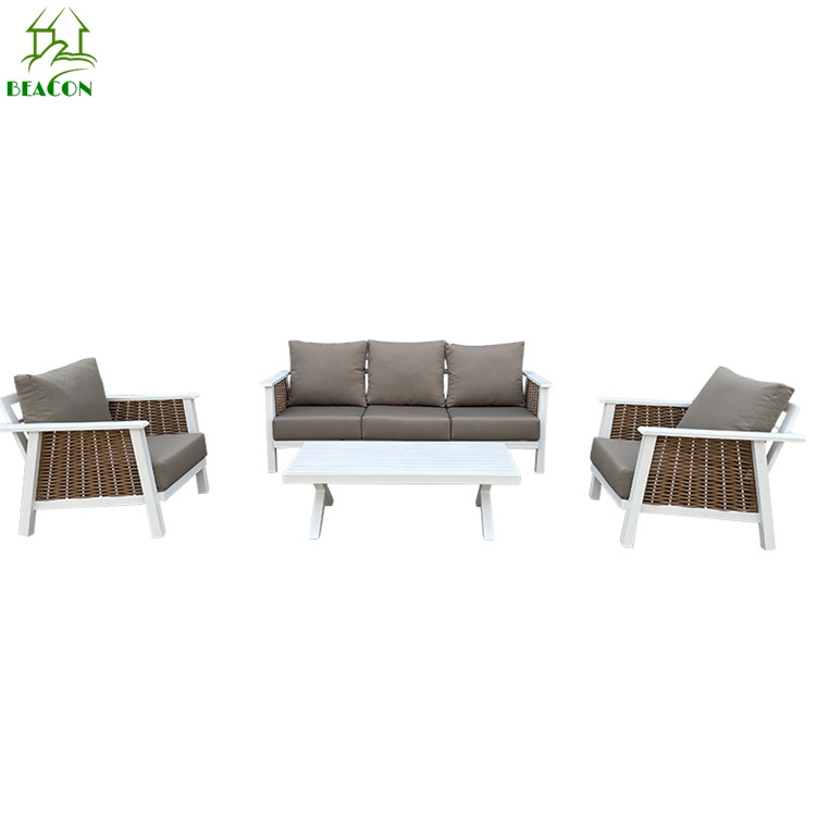 Aluminium coffee table sofa set wholesale aluminium rattan sofa set wicker rattan furniture