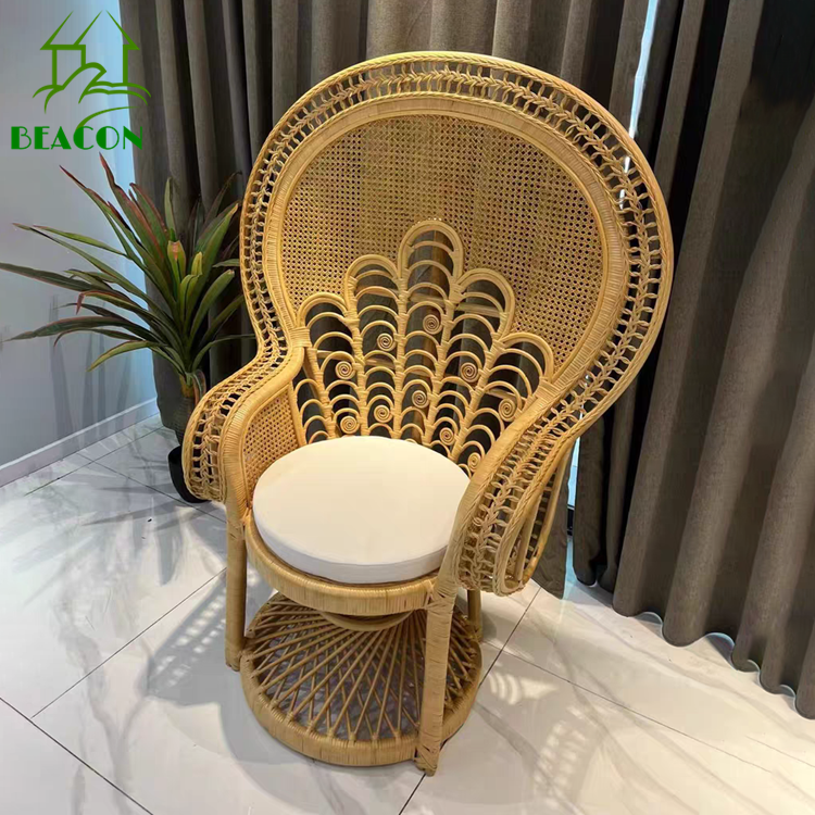 Wedding boho chair in rattan wholesale patio wood woven peacock chair rattan wicker peacock chair