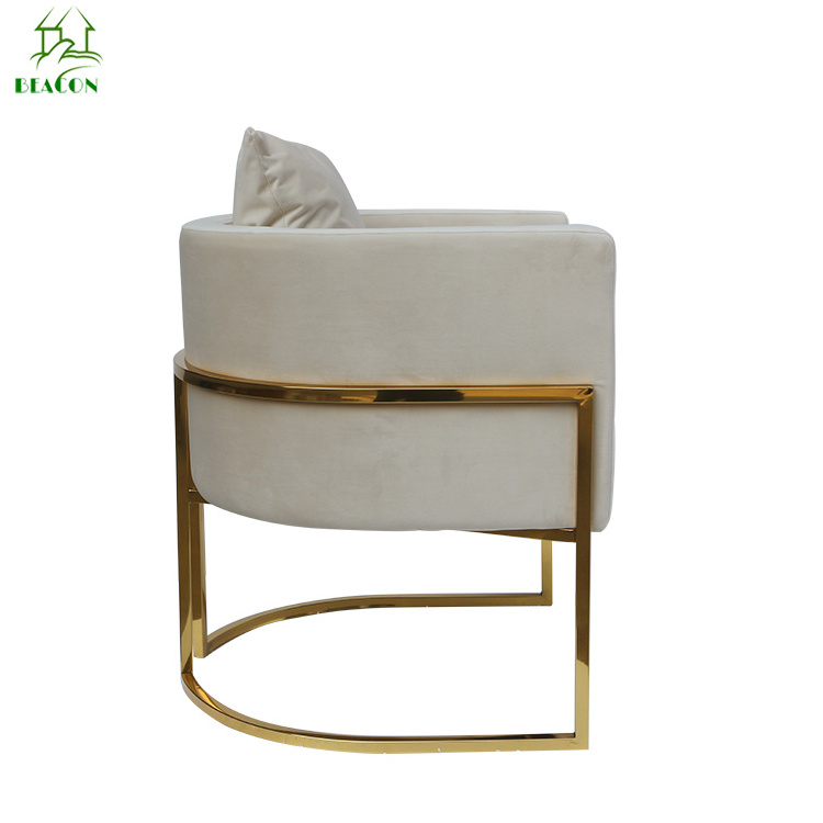 Hotel furniture brass steel tube frame Julius textile upholstery chair