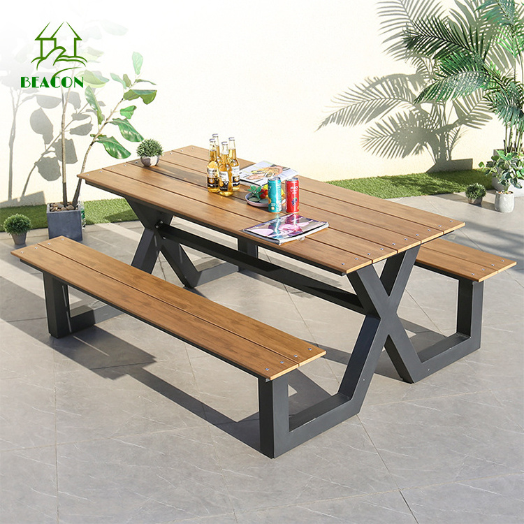 Composite wooden metal garden park benches long commercial bench seating and desk