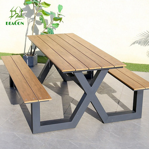 Composite wooden metal garden park benches long commercial bench seating and desk