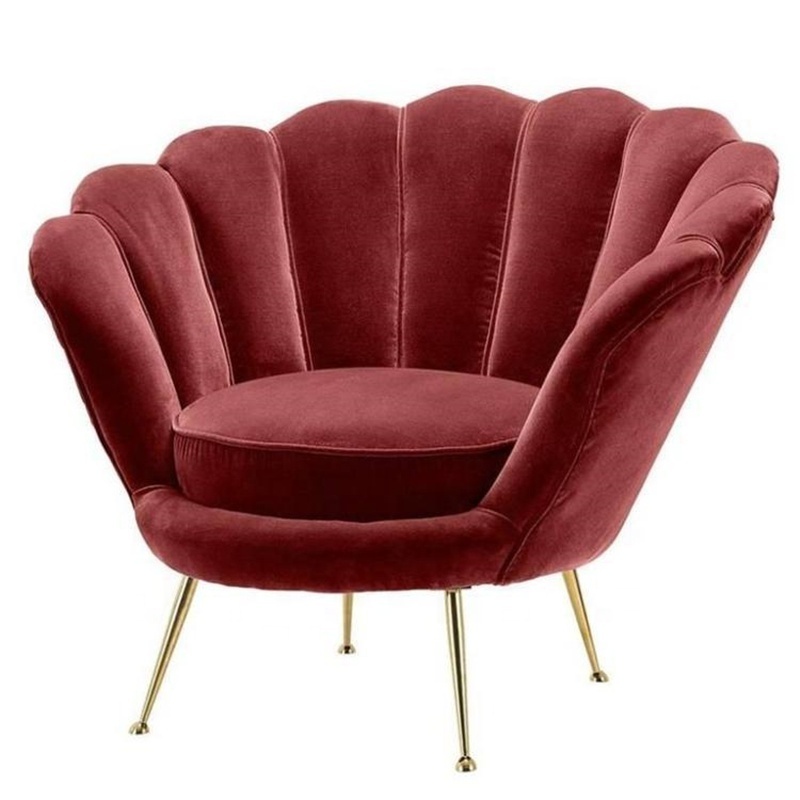 living room leisure Red velvet fabric flower shape lounge chair