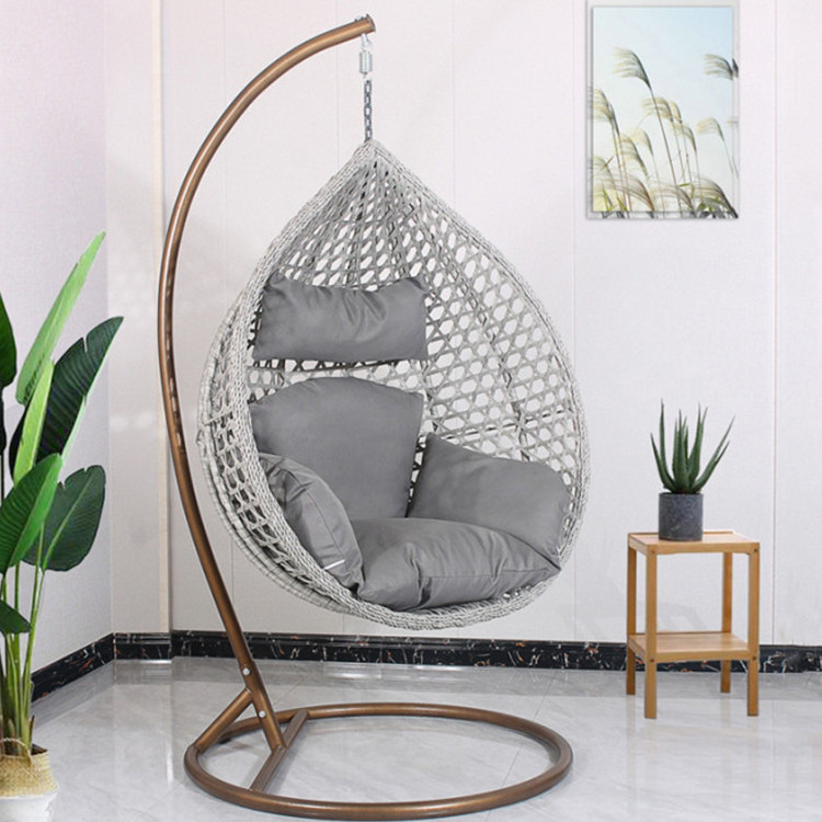 Modern outdoor furniture garden egg hanging swing chair with stand