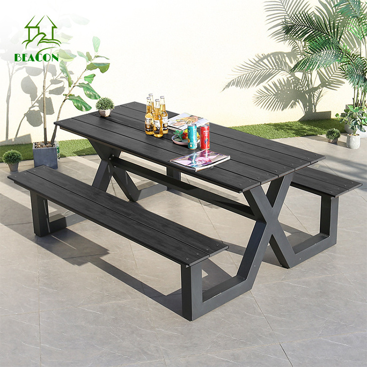 Composite wooden metal garden park benches long commercial bench seating and desk