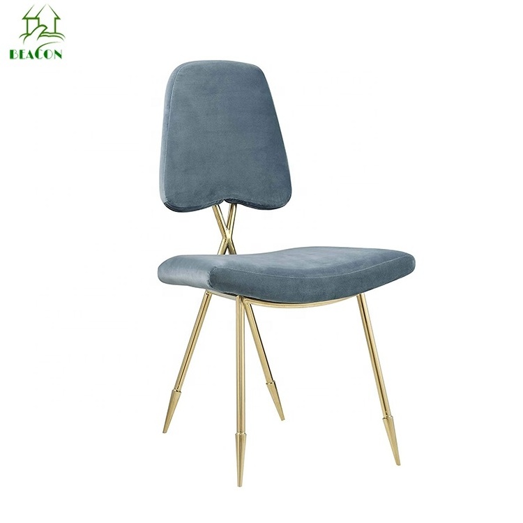 Jonathan adler design Modern Luxury Cross back Maxime brass stainless steel blue velvet dining Chair