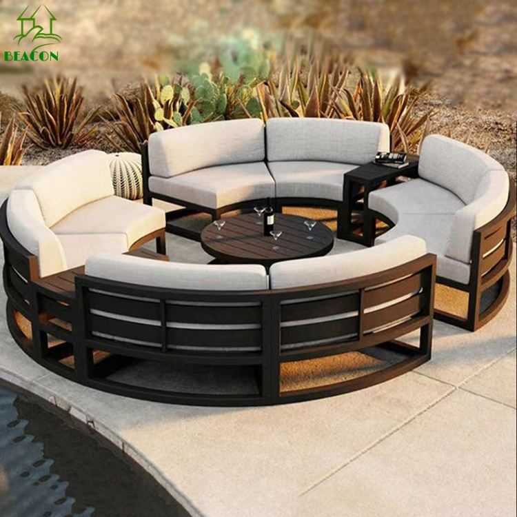 Aluminum half round shape garden sofas modern Patio sofas metal outdoor furniture conversation sets