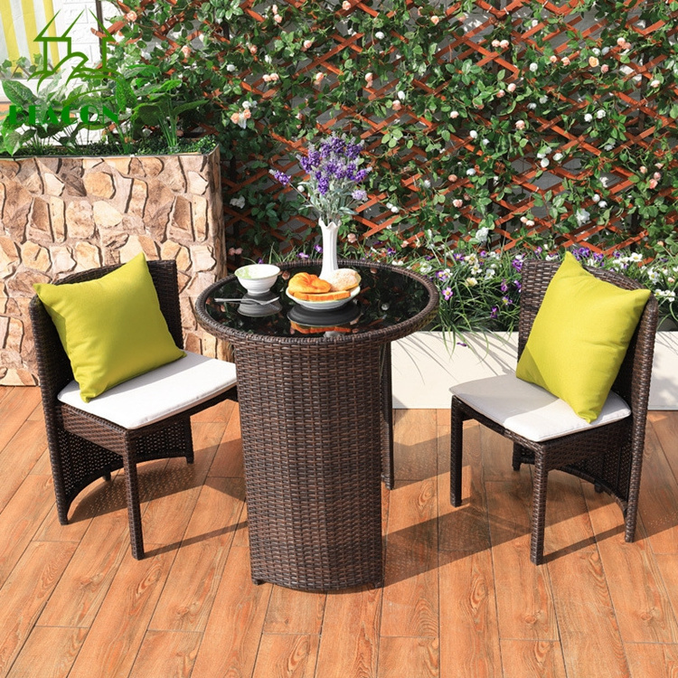 Rattan outdoor garden furniture set small restaurant balcony table and chair set