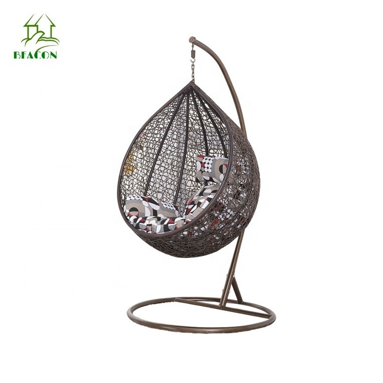 Water drop shaped wicker hanging egg swing chair out door indoor in modern style for balcony bedroom