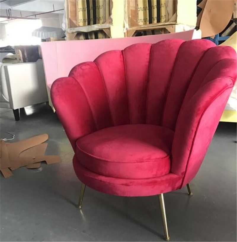 living room leisure Red velvet fabric flower shape lounge chair