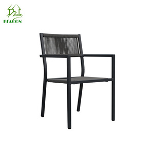 High quality aluminium metal frame high back stacking chair wicker rattan netted patio contract chairs