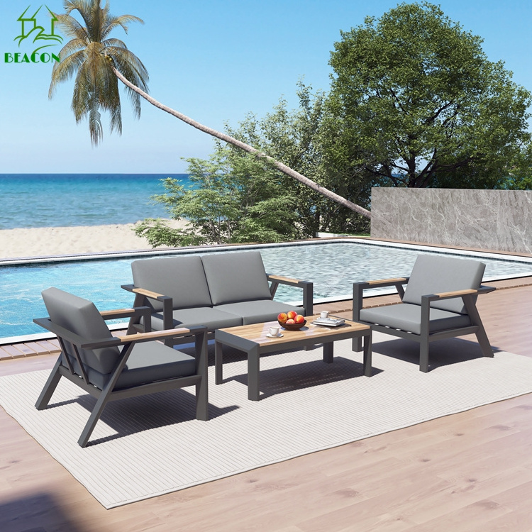 Super weather resistant high end luxury garden set outdoor furniture in metal aluminium