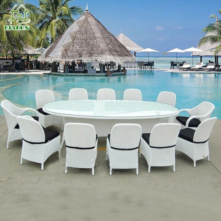 Outside 10 seater waterproof patio lounge rattan wicker furniture outdoor garden dining set outdoor table and chair set