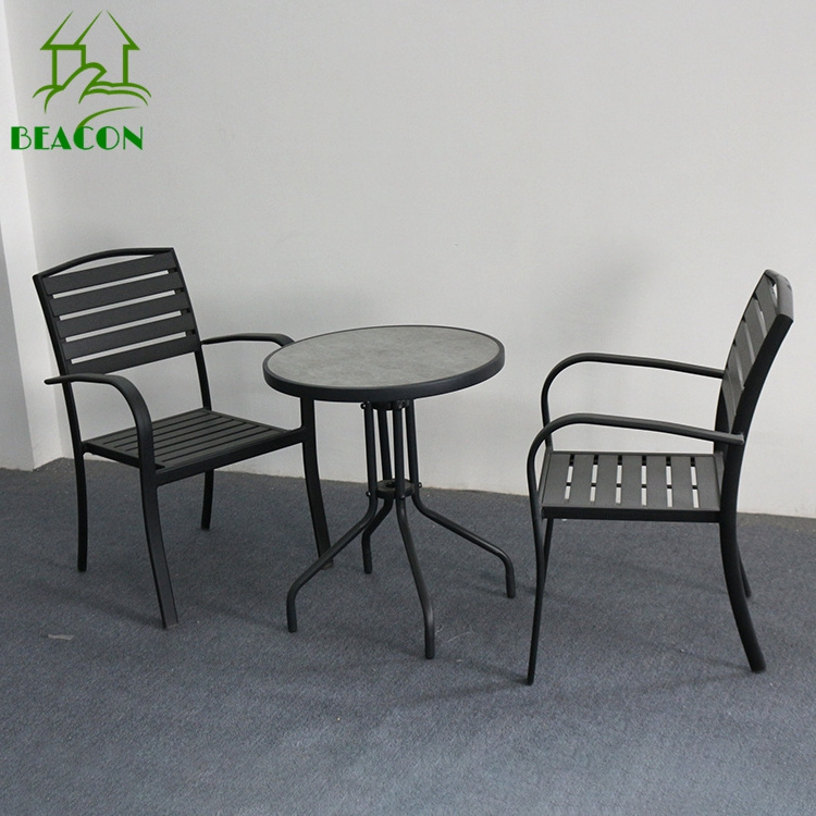 Outdoor public garden seating coffee shop small dining table set 2  dining chairs for small dining area