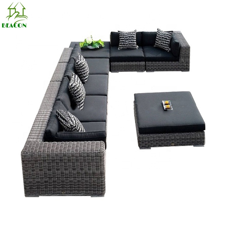 Home and garden furniture wicker chair rattan sofa set outdoor courtyard leisure oversized sectional sofa